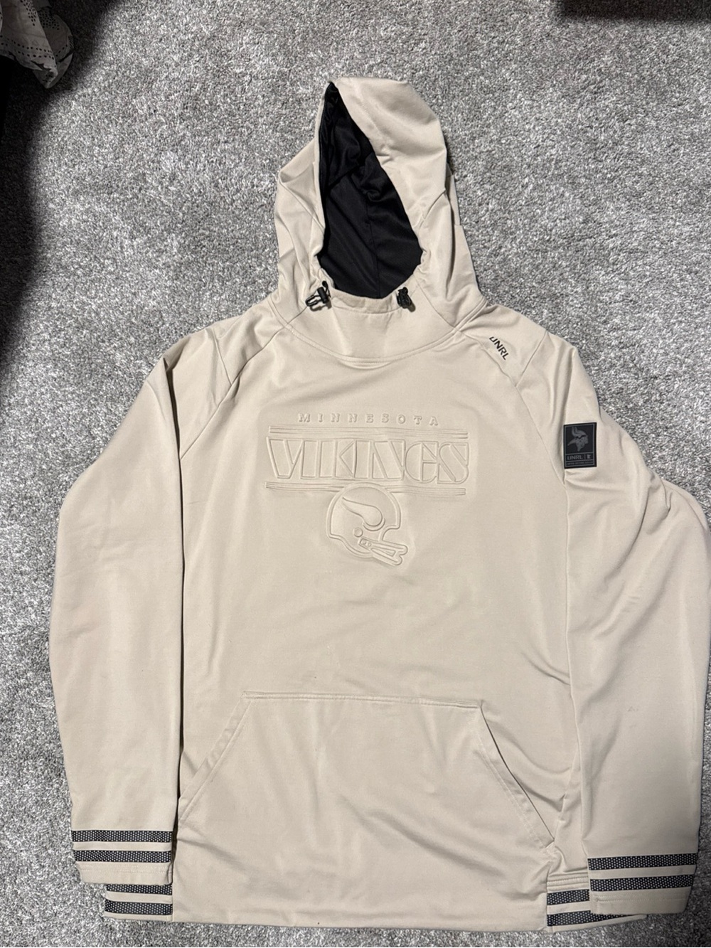UNRL Minnesota Vikings Hooded Pullover Sweatshirt - Tan/Black